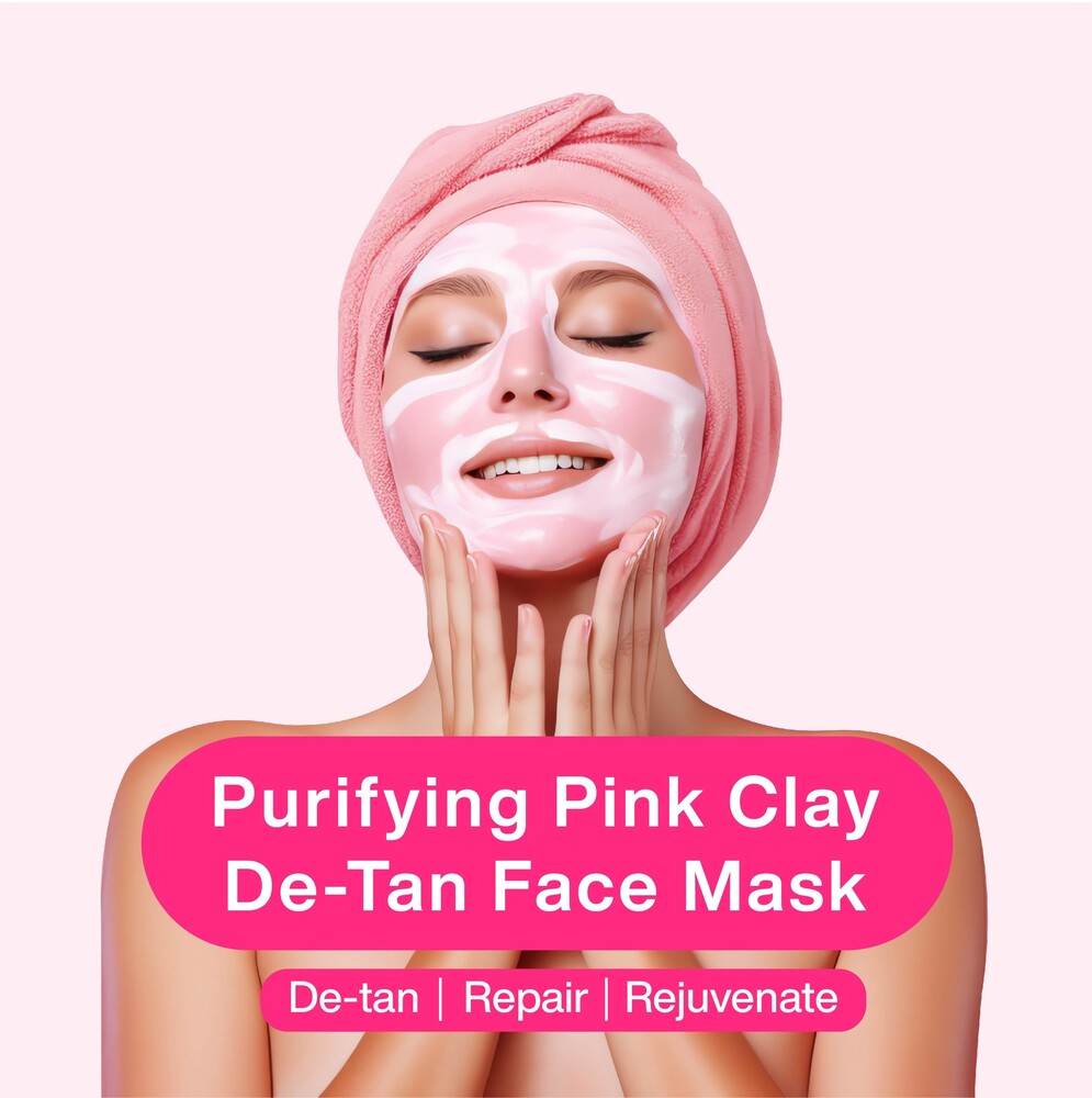 Purifying Pink Clay De Tan Face Pack Mask For Glowing Skin & Deep Pore Cleansing
