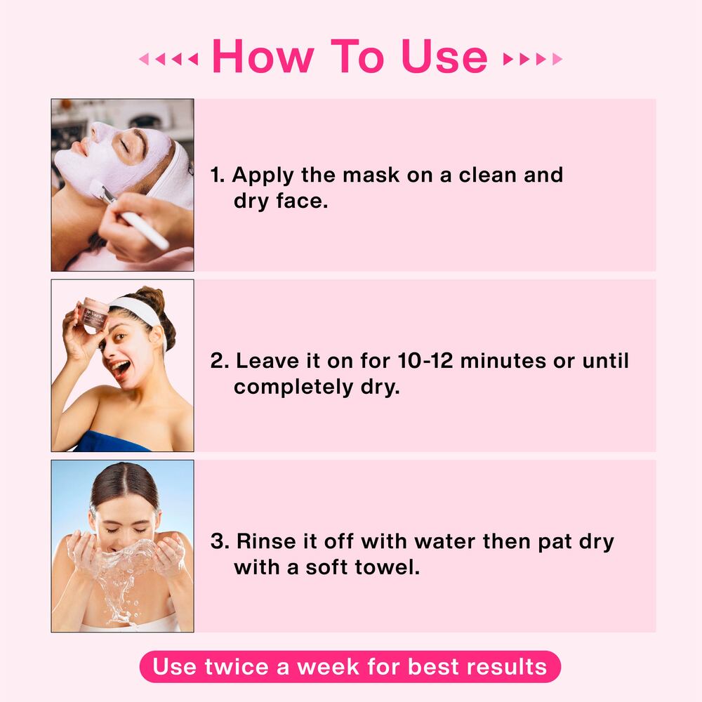 Purifying Pink Clay De Tan Face Pack Mask For Glowing Skin & Deep Pore Cleansing