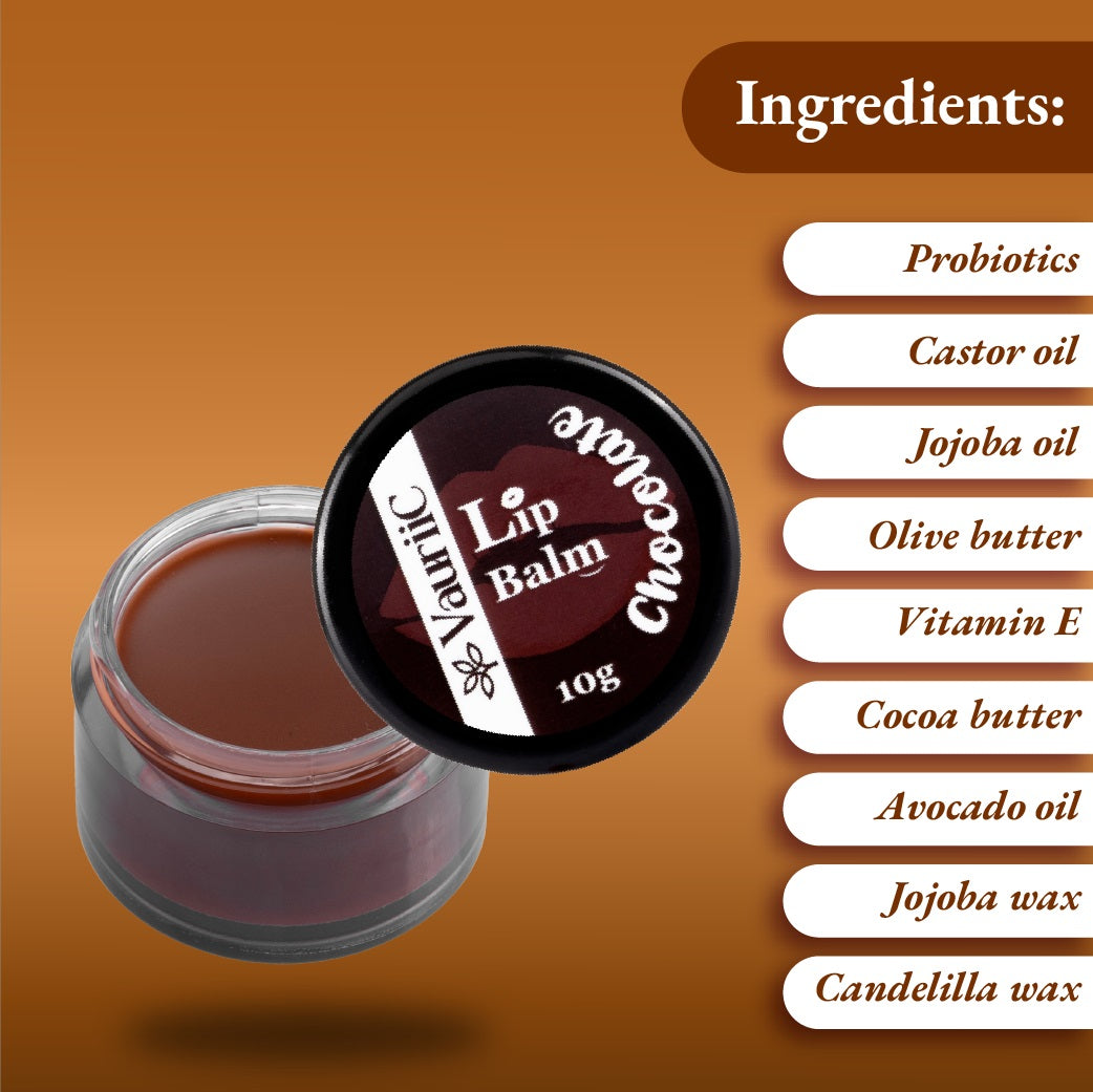 VauriiC Chocolate Lip Balm with Probiotics and Jojoba Oil 