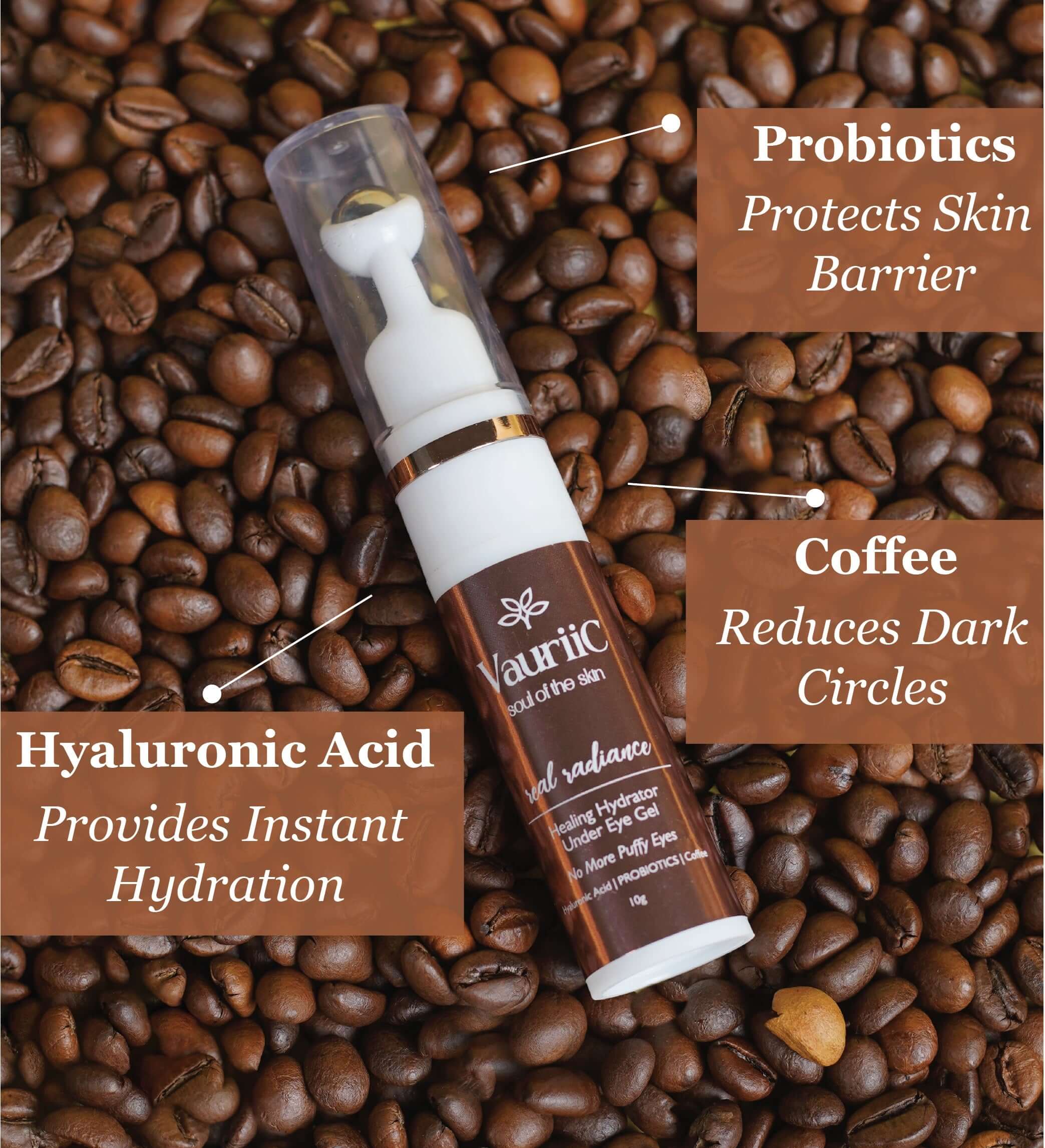 Coffee Under Eye Gel for Dark Circles & Puffiness | Natural & 100% Vegan | VauriiC