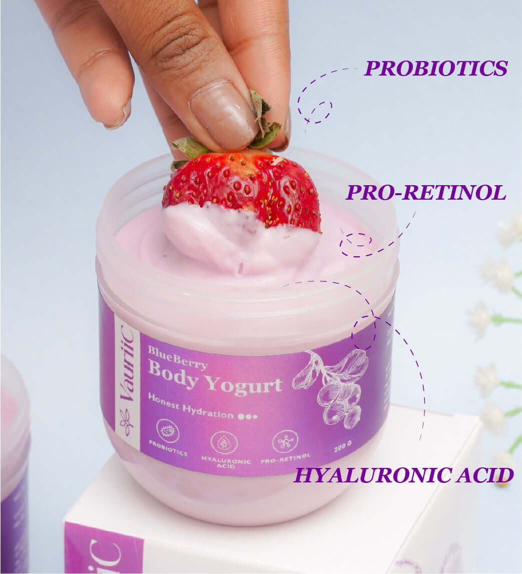 Blueberry Body Yogurt with Probiotics and Hyaluronic Acid | VauriiC Skincare